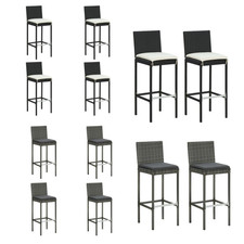 Garten-Barhocker Bistrohocker Bistrostühle Hocker mit Kissen 2/4Stk. Poly Rattan