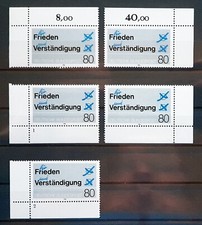Bund 1984 ** 5x Mi 1231 Frieden vom Eckrand jede Ecke Formnummer 1+2 Fn1+2 02676