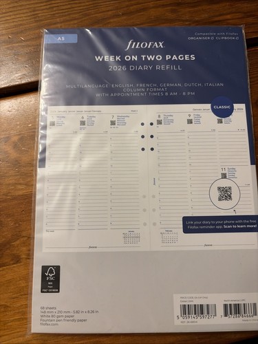 Filofax einlagen 2026 week - einlagen,