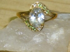 Aquamarin Diamant Tsavorit Ring massiv 375 Gelbgold 