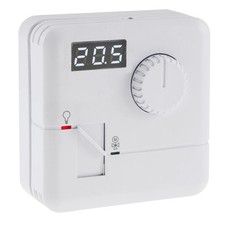Raumthermostat mit LED-Display und Schalter, 230V, 1 Wechsler Relais, reinweiß