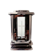   Grablampe Petit aus Edelstahl silbergrau Grablaterne Grablicht Grableuchte