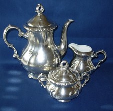 Kaffekanne Zuckerdose Milchkännchen Rudolf Wächter Porzellan Feinsilber um 1930