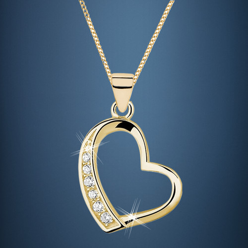 Zirkonia herz kette - herz,
