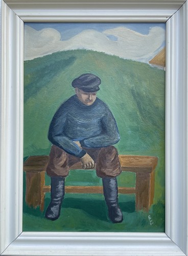 ölbild mann deich - mann, am