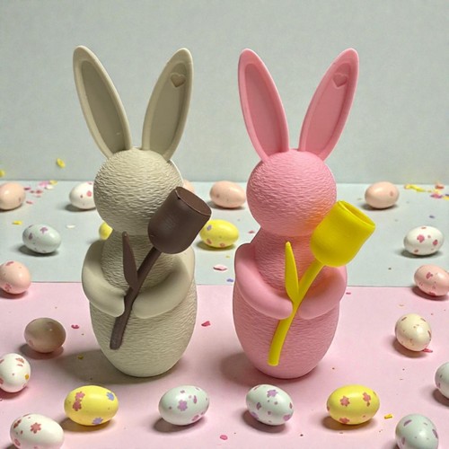 Osterhase mit tulpe - osterhase, osterdeko