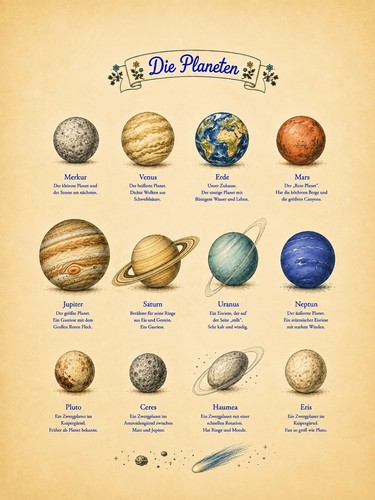 Planeten postkarte - 5x,