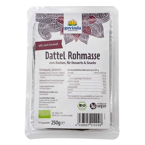 Dattel rohmasse 250g - dattel, govinda