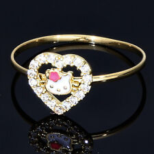 Kinder Mädchen Goldring Ring 585 14K ECHT Gold Zirkonia Kitty Herz Liebe NEU