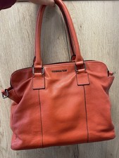 Tasche groß, Schultertasche, Bürotasche, Leder, Marke Mandarina Duck, Orange ￼