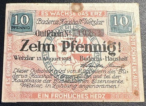 Notgeld wetzlar buderus - wetzlar,
