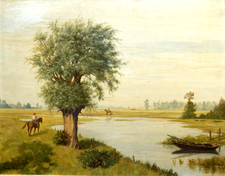 " Reiter bei Urdenbach ", Gemälde von Paula Demmler Mönchengladbach Düsseldorf