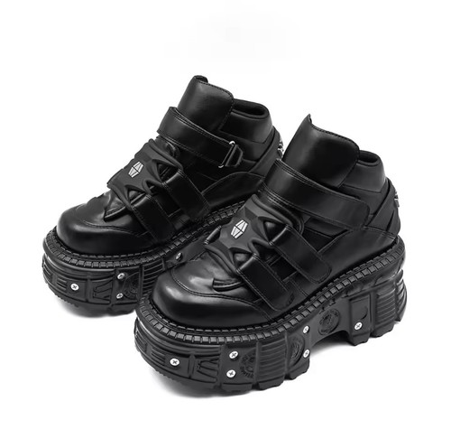 Damen schwarz plateau punk - schwarz,
