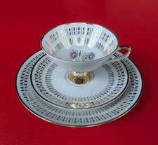 Tirschenreuth Sammeltasse Sammelgedeck Gold Rosa Lila Blau Gelb Blumen Grün Bunt