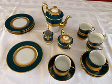 Raynaud Limoges Kaffeeservice - Smaragdgrün & Echtgold - Double Dorure