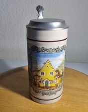 alter Bierkrug mit Zinndeckel 🔥 Brauhaus Riegele 🔥 Eva-Klotz Reill  1999