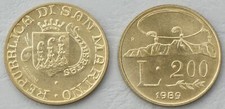 San Marino 200 Lire Gedenkmünze 1989 Monte Titano KM# 238 unz.