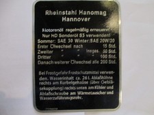 Typenschild Hanomag Oldtimer Raupenschlepper, Radlader B 8 11 K Schild S23