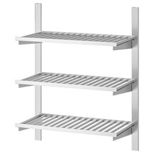 IKEA KUNGSFORS Edelstahl Wandregal & Aufhängeschiene 3 Ablagen + 2 Schienen