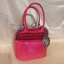 Damenhandtasche Schultertasche -Kunstleder - Rot - Verzierung mit Strasssteinen