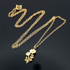 KETTE & BLUMEN ANHÄNGER  AUS 925/- SILBER VERGOLDET MIT EMAILLE SCHMUCKJAGD