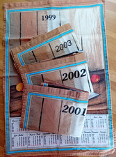 4x Vintage Geschirrtuch Küchentuch - Kalender Design Kaffeemühle YBEL unbenutzt