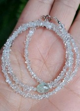 Herkimer Diamant Kette mit Aquamarin und 750er-18K Weißgold Verschluss