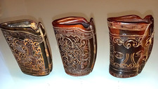 3 Becher, China,  Horn handgeschnitzt 9,5 cm