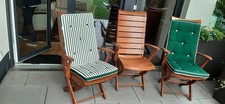 TRICONFORT - 4 (vier) Gartenstühle mit Polster * Teakholz * Deckchair-Stil