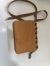 Portemonnaie Schminktäschchen Leder Simone Ricker Totenkopf Spiegel. beige