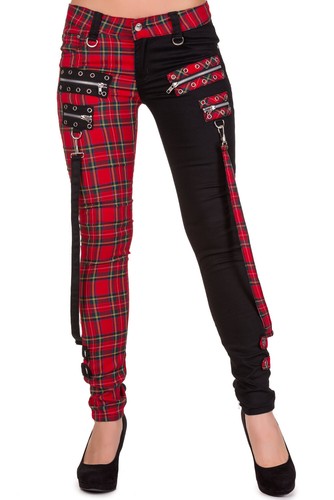 Banned red tartan half black - half,