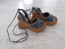 Plateau Sandalen Jeans, zum Schnüren, Kork Sohle, 37, so gut wie neu!