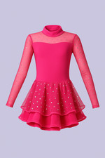 Kinder Mädchen Latein Tanz Tutu Kleid Salsa Dancewear Netz Pailletten Ballsaal