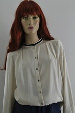 H&M Glanzsatin Hemdbluse Longshirt M 40 Elfenbein Ecru Button Down Shirt Bluse