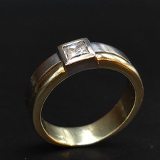 Ring 585 Gold Herren Siegel Ring Zirkonia Statement Ring Größe 58 (18,4mmØ) 8,7g