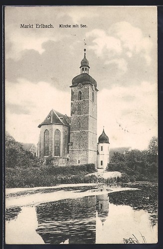 Markt erlbach kirche mit see - markt-erlbach,,
