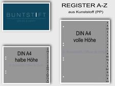 DIN A4 Buchstabenregister A-Z Kunststoff Register für Ordner in Grau 20-teilig