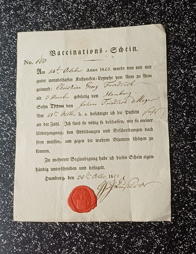 Historischer impfschein von - impfschein,
