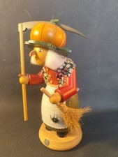 Räuchermann Müller Halloween Hexe mit Kürbis Seiffen Erzgebirge Spinne