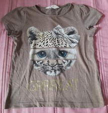 Süßes T-Shirt von H&M * braun/Katzen Motiv * Größe 122/128 * super Zustand