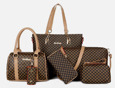 6er Set Leder Damentasche Shopper Bag Handtasche Schultertasche Tragetasche Groß