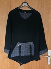 218M ) Lagenlook Tunika Bluse Zipfel  One Size  Schwarz  Donna -Sophia