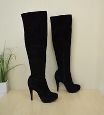 scharfe Buffalo Wildleder High Heel Overknee Stiefel Gr. 39 Echtleder Überkniest