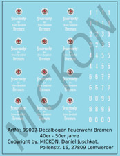Mickon 99007 Decals Feuerwehr Bremen Logos Türwappen 40er - 50er Jahre 1:87 H0