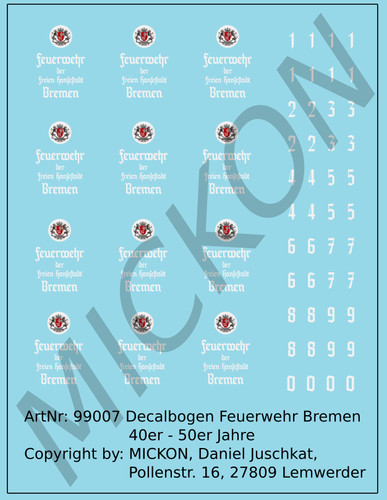 Mickon 99007 decals feuerwehr - mickon,