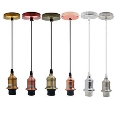 Vintage E27 Pendelleuchte Stoffkabel Flex hängende Deckenleuchten Set UK