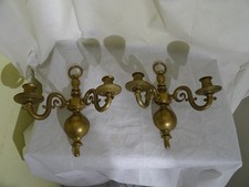 Wand-Kerzenhalter aus Messing für 2x2 Kerzen oder Glühbirnen da mit Kabel Loch.