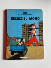 Tim - Reiseziel Mond | Deutsche ERSTAUSGABE 1954 | Casterman | Roter Leinenrücke