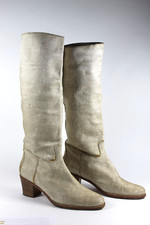 Damenstiefel Schaftstiefel Farutti Gr. 40 Leinen TRUE VINTAGE 80s women's boots