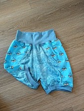 blaue kurze Pumphose,Schiffe,Neu, Handmade, Jersey, Gr.104/110,Unisex